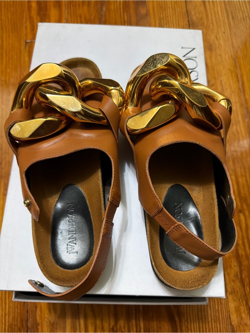 JW Anderson Tan Leather Chain Sandals 38 - Picture 2 of 6